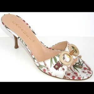 Ladies satin floral slippers